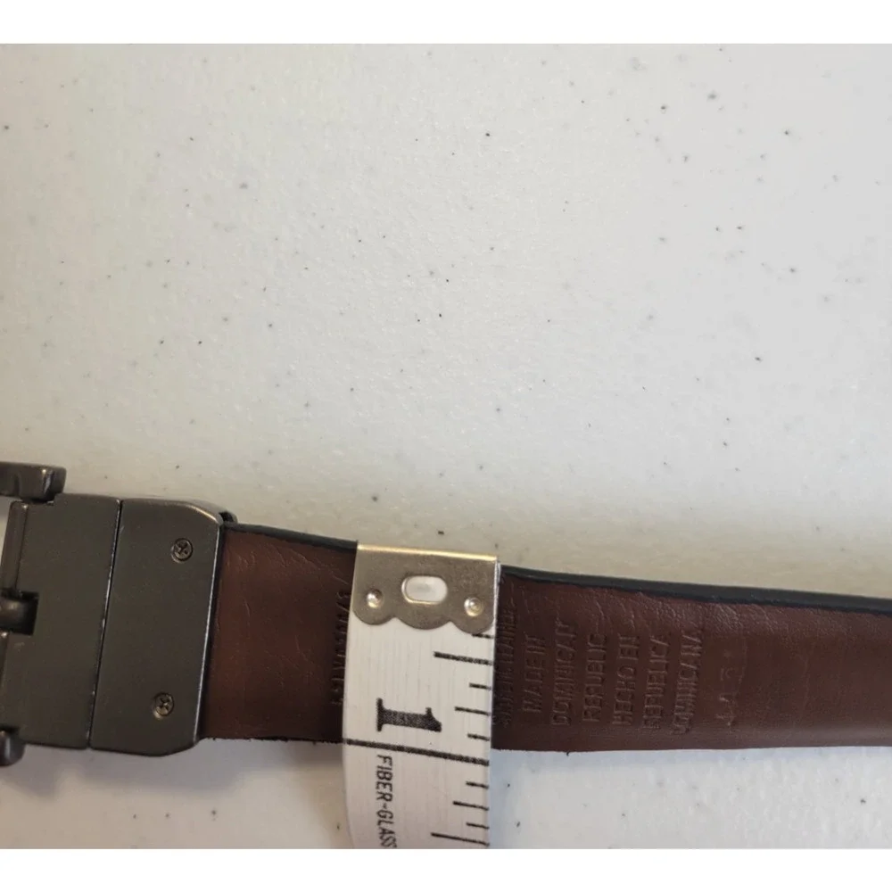 Dominica Rep. Cowboy Western Belt Black Faux Leather Reversible Men's‎ 33/36
